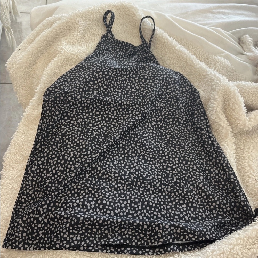 Kona Sol XS Black White Print Tankini Swim Top Shelf Bra NWT SUMMER SALE